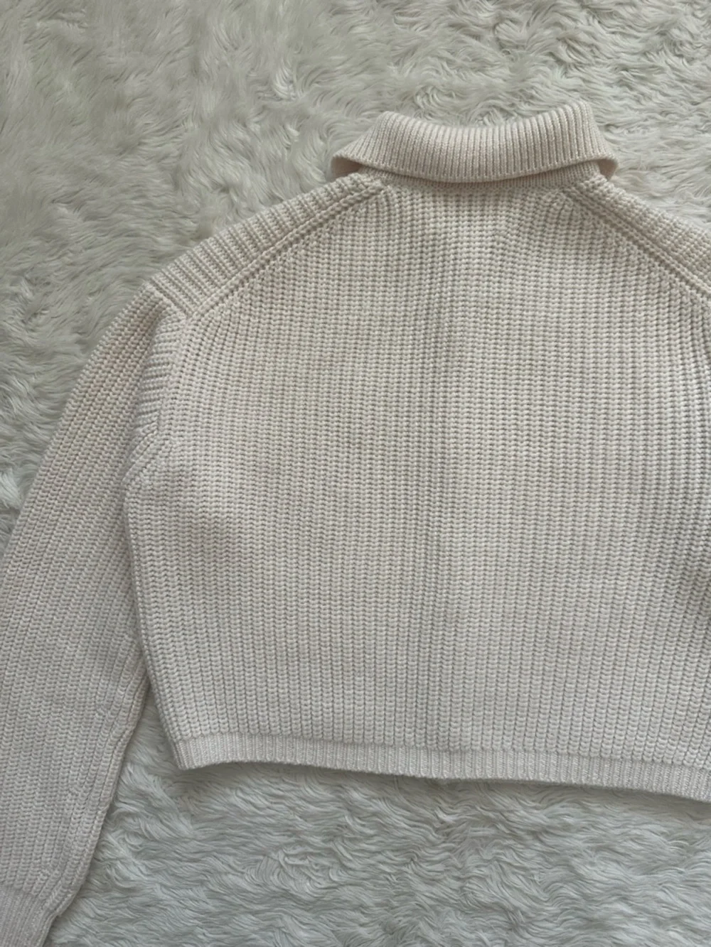 Aritzia Wilfred Nextdoor Sweater Collared 100% Merino Wool Cardigan Cream Sz S - Picture 5 of 12
